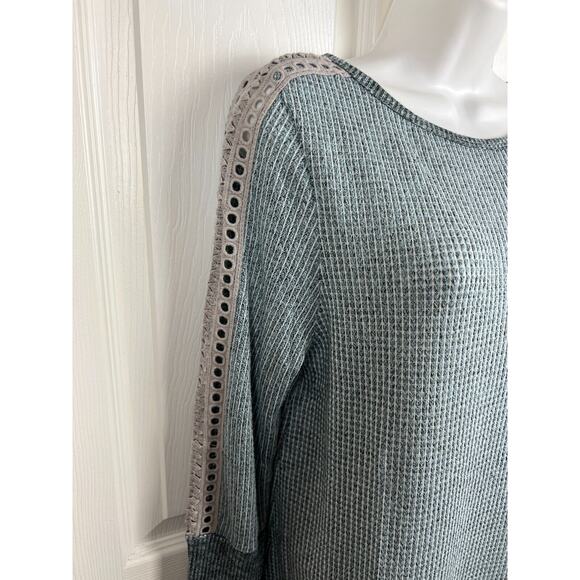 Soft Surroundings Bailey Thermal Gray Blue Long Sleeve Top Small - Picture 4 of 6